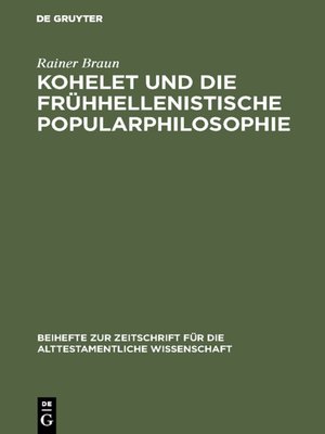 cover image of Kohelet und die frühhellenistische Popularphilosophie